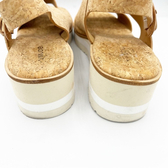 Vince Shelby Cork Wedge Heel Strap Sandals Tan 8.5 - Picture 6 of 10